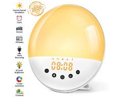 Wake Up Licht Lichtwecker mit Aufnahmefunktion Tageslichtwecker mit 30 Helligkeitsstufe/9 Wecktöne/Sunset＆Sunrise/FM-Radio/Schlummerfunktion/16 Volumen Einstellbar für Kinder Erwachsenen (1909a)