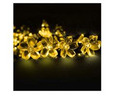 Solar lichterkette aussen, Mr.Twinklelight 6.5 Meter 50er LED Blumen Solar Lichterkette für Garten, Bäume, Terrasse, Weihnachten, Hochzeiten, Partys, Innen, IP65 (Warmweiß)