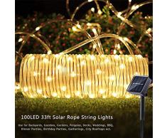 MeiGuiSha Solar Lichtschlauch Lichterkette 12M 100er LED IP65 Wasserdicht Lichterkette Außen Solarlichterkette Deko für Garten, Balkon, Terrasse, Tor, Hof, Hochzeit, Party (Warmweiß)