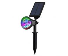 Solar Strahler, 7 LED 320 Lumen 7 Farben Solarbetriebene Scheinwerfer 2-in-1 Verstellbare Gartenleuchten Solarleuchte Landscape Beleuchtung Outdoor Spotlight - Das 4. Gen