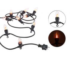 Lunartec flackernde Lichterkette: Deko-Lichterkette mit 10 Glühbirnen in Flammen-Optik, IP44, 4,2 m (Lichterkette Kaminfeuer)