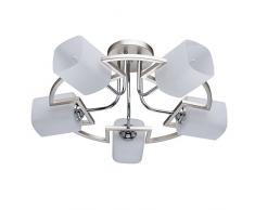 DeMarkt 673011705 Deckenleuchte Jugendstil Perlgold Metall Matten Weißen Glassschirmen gerundet 5 Flammig x 60W E14