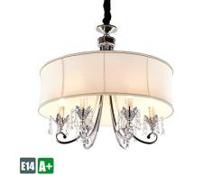 Modern Kristallleuchter K9 Kristall Pendelampe Stoff Kreative lampenschirm Pendelleuchte Schlafzimmer Hängelampe hochwertigem Hängeleuchte Innenbeleuchtung Dekoration leuchtung 6*E14 Φ60cm