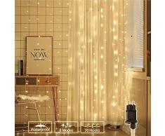 LED Lichtervorhang, BIGHOUSE 3m x 3m 306 LED Sterne Lichterkette mit 8 Modi, Speicherfunktion, Wasserdichte IP44 für Weihnachten, Partydekoration, Innen/Außen Dekoration, Warmweiß