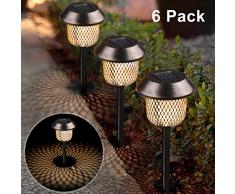 Xddias 6 Stück Solarleuchte Garten, Edelstahl Solarlampe Laterne, Außenleuchte Wasserdichte Solar Lampen, LED Wegeleuchten Dekoration Licht für Außen Terrasse Rasen Garten Hinterhöfe Wege