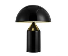 Skandinavische Postmoderne Schmiedeeisen Tischlampe Plating Gold Kreative Pilz Schreibtischlampe Augenschutz Leselampe Für Wohnzimmer Studie Schlafzimmer, Φ25cm H35cm E27 (Color : Schwarz)