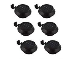 6 Stück Solarlampe 3 LED Dachrinnen Außenlampe Leuchte Wandlampe Solar Garten (schwar)6 Stück