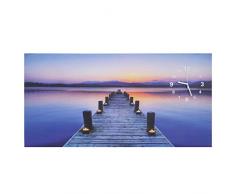 LED-Bild, Leinwandbild Leuchtbild Wandbild, Timer Steg flackernd Wanduhr 110x55cm