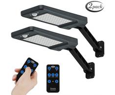 2pcs Solar Lampe 60 LED 900LM Solar Wandleuchte mit Fernbedienung, Solarlampen für außen, Solarbewegungs-Sensor-Sicherheits-Lichter IP65 wasserdicht Wand-Lichter mit drehbaren installierten Stents