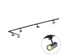 QAZQA Modern Modernes Schienensystem/Spotlight/Deckenspot/Deckenstrahler/Strahler mit 5-flammig Spot/Spotlight/Deckenspot/Deckenstrahler/Strahler/Lampe/Leuchtes 1-phasig schwarz -