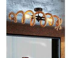 Hanfseile Deckenleuchte Retro, Vintage Ring Seil Deckenlampe - Industry Decorative lampe - 2-Flammig - E27 - Max. 60W - Eisen - für Cafe Bar Schlafzimmer, L70cm