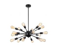ENCOFT Sputnik Kronleuchter Schwarz Modern Pendelleuchte Hängelampe E27 Lampenfassung Metall für Esszimmer Zimmer Wohnzimmer Küche Restaurant (18 Lampe)