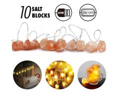 Himalaya-Salzlichterketten, USB-Lichterketten, rosa Salzkristalllampe Schlafzimmer und Hauptdekorationen Nachtlichterketten-Geschenk für Kinder, Eltern, Freunde (10 lights)