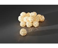 Konstsmide 3151-103 LED Dekolichterkette Rattankugeln / für Innen (IP20) / 24V Innentrafo / 16 warm weiÃe Dioden / transparentes Kabel