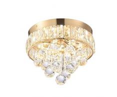 Kronleuchter LED Kristall Deckenleuchte Dimmbar Moderne Gold Rund Design Deckenlampe für Wohnzimmer Schlafzimmer Esszimmer Esstisch Flur Treppen Küche Balkon Loft Lampe Ø25CM×30CM