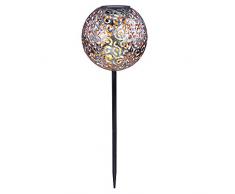 LED Solar Außen Steck Leuchte Terrassen Dekor Geflecht Kugel Erdspieß Lampe silber Globo 33743