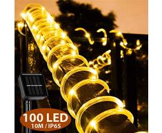 Mr.Twinklelight Solar LED Lichterschlauch, 10m Wasserdicht Licht Schlauch Aussen, Lichterkette Lauflichter mit 100 LEDs für Saal, Garten, Weihnachten, Hochzeit, Party(Warmweiß)