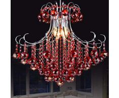 Einfache, moderne Kristall-Kronleuchter aus Schmiedeeisen Kronleuchter Kreis Schlafzimmer Garderobe Restaurant Eingangshalle Kronleuchter kleinen Großhandel, große (Durchmesser 55cm), rot