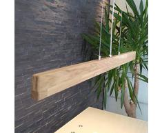 XXL LED Holzleuchte Hängelampe aus Holz Eiche geölt Hängeleuchte 120 cm Pendelleuchte Massiv (nicht dimmbar 2520 Lumen)