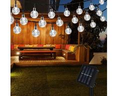 Lichterkette Solar Aussen, Vegena Weiß LED Lichterkette Solarlampen Außen Kristall Kugel 6.5M 30 LEDs IP65 Wasserdicht für Bäume Terrasse Hof Weihnachten Party Garten Deko Energieklasse A+++