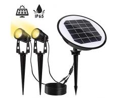 Gartenleuchte Solar von GREEMPIRE LED Gartenstrahler mit Erdspieß Solarleuchte Solarlampe Außenleuchte Rasenlicht Wasserdichte Gartenbeleuchtung Wegbeleuchte 3000K für Balkon Baum Wiese - Warmweiß