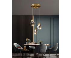 LED Lampe Höhenverstellbare Moderne Kristall Deckenleuchte Leuchter Wohnzimmer Messing Leuchte Hängeleuchte Transparent Diamant Lichterkette Hängende Lichter 3×3W Warmes Licht Esszimmer Küchen Insel