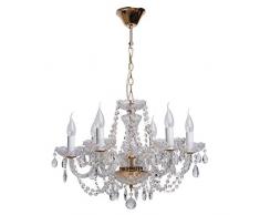 MW-Light 367012606 Klassischer Kristall Kronleuchter 6 Armig Gold Wohnzimmer