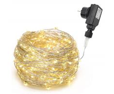 100/200/300er LED Mikro Silberdraht Lichterkette Strombetrieb Deko für Innen Außen Warmweiß gresonic (Warmweiß, 200LED)