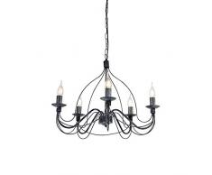 QAZQA Klassisch/Antik/Landhaus/Vintage/Rustikal Klassischer Kronleuchter/Chandelier grau - Zero Branco 5-flammig/Innenbeleuchtung/Wohnzimmerlampe/Schlafzimmer/Küche Stahl Rund LED gee