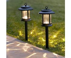 Lights4fun 2er Set Solar Laternen Stableuchten Garten Tischleuchte