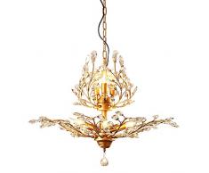 Retro Messing Kronleuchter Vintage Kristall Pendelleuchte Esszimmerlampe 7-flammig Hängeleuchte Esszimmer Wohnzimmer Rustikale Lampe Deckenleuchte Wohnzimmerlampe Esstischlampe E14-Fassung max. 40Watt