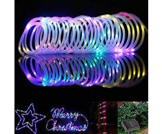 Samoleus 12M 100 LED Lichtschlauch Solar, Wasserdicht IP65 Solar Lichterkette Außen, weihnachtsbeleuchtung Aussen für Party und Weihnachten (Farbe)
