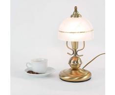 Jugendstil Tischleuchte in Bronze Weiß Alabasterglas E14 mit Kabelschalter Nachttischlampe Tischlampe Schlafzimmer
