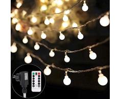 Lichterkette strombetrieben B-right 100 LED Globe Lichterkette, Lichterkette warmweiß, Innen und Außen Lichterkette glühbirne Fernbedienung, Lichterkette für Weihnachten Hochzeit Party Weihnachtsbaum