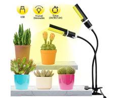 Qomolo Pflanzenlampe Innen, Pflanzenleuchte Pflanzenlicht Zimmerpflanzen mit Automatische Zeitschaltuhr Dimmbar 8 Lichtstärken für Zimmerpflanzen Gemüse und Blumen