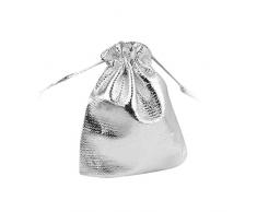 25 Stücke Kordelzug Geschenksäckchen Organzabeutel Candy Lichtertüten Silber