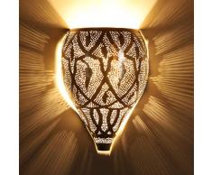 Orientalische Wandlampe marokkanische Wandleuchte Faruk Silber 29x21 cm (H/B) | Echt versilberte Wandbeleuchtung | Kunsthandwerk aus Marrakesch | Schöne orientalische Dekoration | AWL950