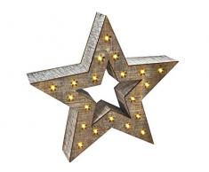 Deko Holz Stern 28 cm - 20 LED warmweiß - Fensterdeko Tischdeko Weihnachtsstern beleuchtet LED Stern
