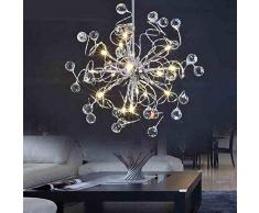 LED Moderne Kristall-Hängeleuchte Chrom Persönlichkeit Kreativität Kugeln Hängelampe G4 Licht Perlen 15-Flammig,Höhenverstellbar Wohnzimmerlampe Hotelzimmer Restaurant Büro Ø56cm Warmes Licht