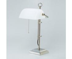 Bankerlampe Schreibtischlampe Berliner Messing Nickel matt W2-99op N