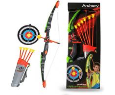 RCTOYS Kinder Pfeil und Bogen, Bogenschießen Set Beleuchte Verbesserte Version Outdoor Schießspiele mit LED-Licht mit 5 Starken Saugnapfpfeilen, Leuchtbogen und Scheibe Kinder