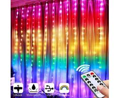 LED Lichtervorhang, 210LEDs Lichterketten Fenster USB 2M*1.5M Regenbogen Fensterleuchten mit 8 Modi Vorhang Lichterketten Wasserfest Lichtervorhang für Außen Innen Party Weihnacht Schlafzimmer