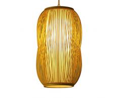 E27 Einfach Retro Kronleuchter Rattanleuchten Bambus Kunst-Leuchter Rattan Weben Geflochten Hängelampe Kreative Schlafzimmer Restaurant Teestube Cafe Hotel Single Kopf Pendelleuchte Höhenverstellbar