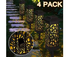 4 Stück Gartenleuchte Solar, Vegena Gartenbeleuchtung mit Erdspieß Solarleuchte Garten Gartenlampe IP65 Wasserdicht LED Wegbeleuchtung Solarlampen für Außen Terrasse Rasen Hinterhöfe Wege