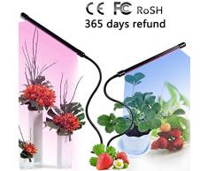 LED pflanzenlampe Pflanzenlicht Doppelter Kopf 60-LEDs 3 Automatisch Timer 9 Stufen Helligkeit 24W Pflanzen Lampe Led mit USB Adapter für Garten Zimmerpflanzen