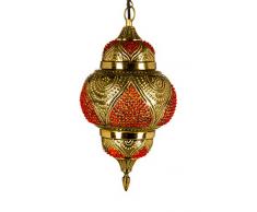 Orientalische Messing Lampe Pendelleuchte Gold Abidah 38cm E27 Lampenfassung | Marokkanische Design Hängeleuchte Leuchte | Orient Lampen für Wohnzimmer, Küche oder Hängend über den Esstisch