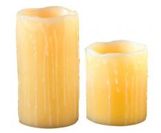 Britesta Wachskerzen: 2er-Set LED-EchtwachskerzenGlow by Blow, Luftzug-Sensor, 10 & 15 cm (LED Wachskerzen mit Flackereffekt)
