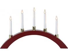 Star Leuchtbogen Halla, 5 warmwhite LED, Holz, E10, rot, 6 x 55 x 33 cm
