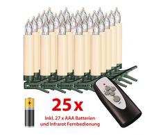 25-er Set LED Weihnachtsbaumkerzen ✔ kabellos ✔ Timer ✔ Dimmfunktion ✔ Flacker-Modus ✔ GS geprüft ✔ inkl. Batterien ✔ Weihnachtsbeleuchtung für Innen & geschützten Außenbereich (25er Creme/Elfenbein)