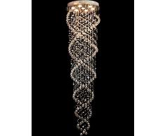 Doppelte Spirale Kristall Kronleuchter Beleuchtung, JJGD Moderne Runde Luxus Regentropfen LED Deckenleuchte Pendelleuchte für Esszimmer, Foyer, Flur, Eingangsbereich, Romantisches Dekor, D50cm H186cm